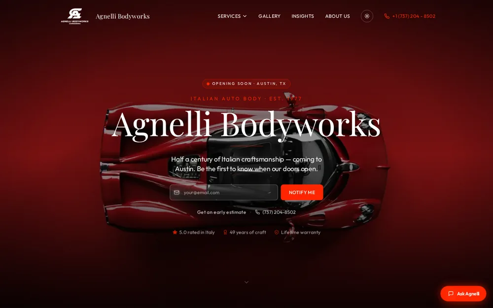 Agnelli Bodyworks website delivered by Collision Catalyst