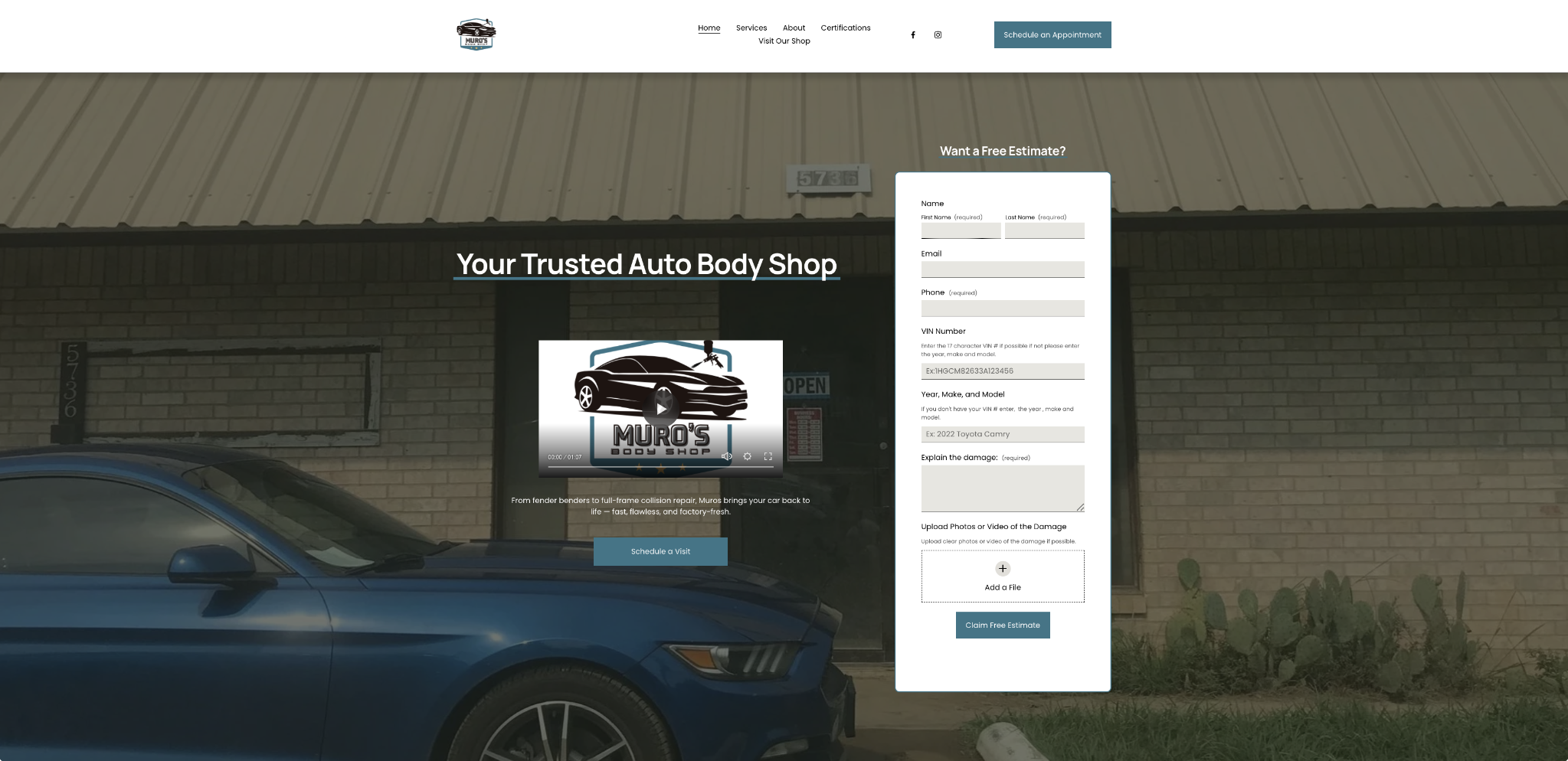 Muro’s Auto Body website delivered by Collision Catalyst